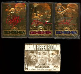 1998 GEMS OF THE NBA FLEER JORDAN PIPPEN RODMAN 23K GOLD CARDS