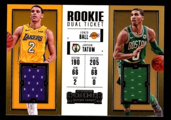 2017 CONTENDERS DUAL PATCH ROOKIE BALL JAYSON TATUM BASKETBALL CARD