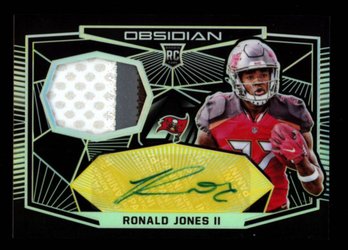 2018 OBSIDIAN /10 RONALD JONES II PATCH AUTO ROOKIE FOOTBALL CARD