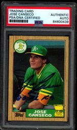 1987 TOPPS AUTHENTIC AUTO PSA JOSE CANSECO ROOKIE