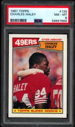 1987 TOPPS PSA 8 #125 CHARLES HALEY ROOKIE FOOTBALL CARD