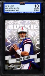 ISA 10 LEAF JOSH ALLEN ROOKIE FOOTBALL CARD