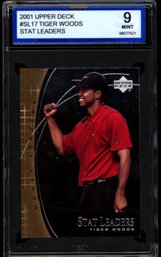 ISA 9 2001 UPPER DECK TIGER WOODS ROOKIE GOLF CARD