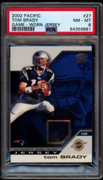 2002 PACIFIC #27 TOM BRADY GAME WORN JERSEY PATCH FOOTBALL CARD