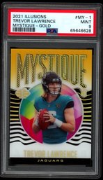 PSA 9 2021 ILLUSIONS #MY-1 GOLD /25 TREVOR LAWRENCE ROOKIE FOOTBALL CARD