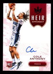 2020 COURT KINGS /49 #HA-CAN COLE ANTHONY ROOKIE AUTO BASKETBALL CARD