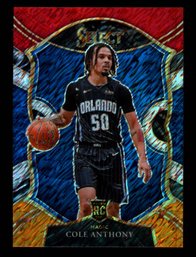 2020 SELECT #75 COLE ANTHONY RED YELLOW PRIZM ROOKIE BASKETBALL CARD