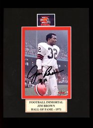 JIM BROWN AUTOGRAPHED PHOTO WITH CERT FOOTBALL