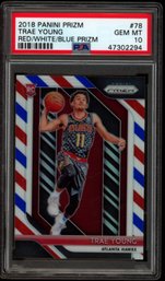 2018 PRIZM RED WHITE BLUE TRAE YOUNG ROOKIE BASKETBALL CARD PSA 10