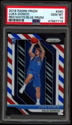 2018 PRIZM RED WHITE BLUE LUKA DONCIC ROOKIE PSA 10