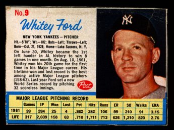 1962 POST CEREAL WHITEY FORD BASEBALL CARD