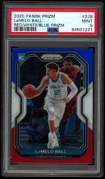 2020 PRIZM RED WHITE BLUE LAMELO BALL ROOKIE BASKETBALL CARD PSA 9