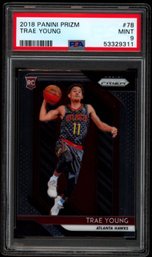 2018 PRIZM TRAE YOUNG ROOKIE BASKETBALL CARD PSA 9