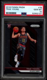 2018 PRIZM TRAE YOUNG ROOKIE BASKETBALL CARD PSA 10