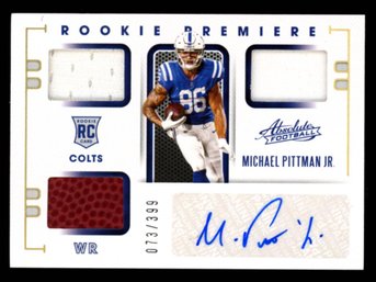 2020 ABSOLUTE PATCH AUTO /399 MICHAEL PITTMAN JR ROOKIE FOOTBALL CARD