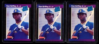 3 1989 DONRUSS KEN GRIFFEY JR ROOKIE BASEBALL CARDS