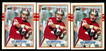 3 1989 TOPPS JOE MONTANA FOOTBALL CARDS