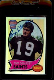 2001 ROOKIE REPRINT REFRACTOR AUTO TOM DEMPSEY FOOTBALL CARD