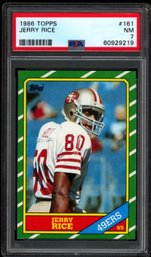 1986 TOPPS JERRY RICE ROOKIE FOOTBALL CARD PSA 7