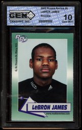 2002 ROOKIE REVIEW LEBRON JAMES ROOKIE GEM 10 BASKETBALL CARD