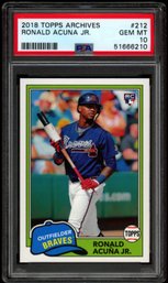 2018 TOPPS RONALD ACUNA JR ROOKIE BASEBALL CARD PSA 10