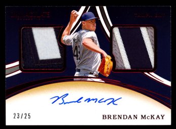 2020 IMMACULATE #D /25 AUTO PATCH BRENDAN MCKAY BASEBALL CARD