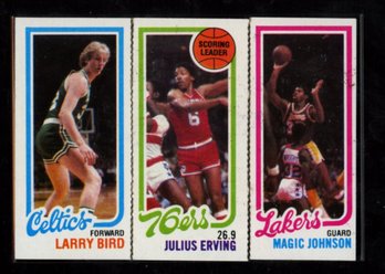 1981 TOPPS MAGIC JOHNSON BIRD ERVING ROOKIE BASKETBALL CARD SEPARATED