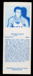 1968 HOF BOOKMARK ADOLF SCHAYES BASKETBALL CARD