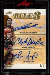 2021 LEAF 1/1 AUTO WILKINS DREXLER KEMP BASKETBALL CARD