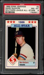 1986 JENNING MARK MCGUIRE ROOKIE PSA 8 BASEBALL CARD