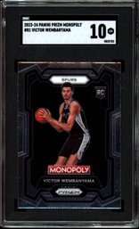 2023 PRIZM MONOPOLY VICTOR WEMBANYAMA ROOKIE SGC 10 BASKETBALL CARD