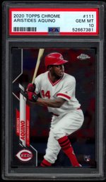 ARISTIDES AQUINO TOPPS CHROME ROOKIE BASEBALL CARD PSA 10