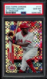 2020 TOPPS CHROME ARISTIDES AQUINO XFRACTOR BASEBALL CARD PSA 10