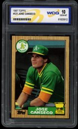 JOSE CANSECO TOPPS ROOKIE CARD GRADED 10 BASEBALL