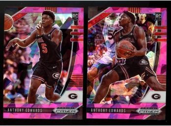 2020 Panini Prizm Draft Picks Pink Ice Anthony Edwards ROOKIE LOT OF 2