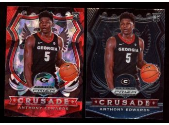 2020 Panini Prizm Draft Picks Crusade Base & Red Ice Anthony Edwards ROOKIE LOT OF 2