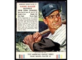 1953 REDMAN TABACCO Hank Bauer BASEBALL CARD