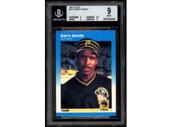 1987 FLEER BARRY BONDS ROOKIE BECKETT 9 BASEBALL CARD