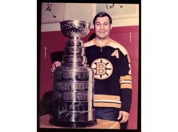 Johnny Bucyk 8x10 Autographed Photo '#9 HOF 1981' Inscription Boston Bruins