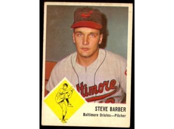 1963 Fleer Baseball Steve Barber #1 Baltimore Orioles Vintage