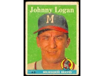 1958 Topps Baseball Johnny Logan #110 Milwaukee Braves Vintage