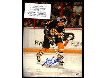 Glen Featherstone Autographed 8x10 Photo With Ticket/coa Boston Bruins 1991-1994