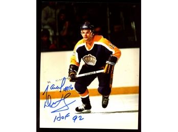 Marcel Dionne 8x10 Autographed Photo 'hOF 92' Inscription