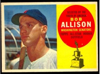 1960 Topps Baseball Bob Allison All-star Rookie Cup #320 Washington Senators Vintage