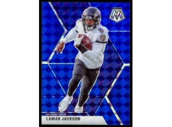 2020 Mosaic Football Lamar Jackson Blue Mosaic Prizm /99 #19 Baltimore Ravens