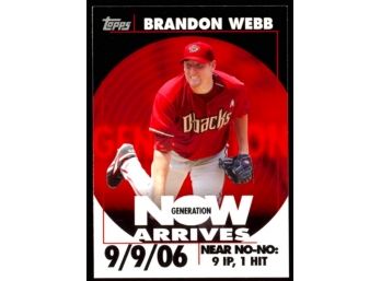 2007 Topps Baseball Brandon Webb Generation Now #GNV51 Arizona Diamondbacks