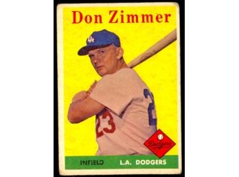 1958 Topps Baseball Don Zimmer #27 Los Angeles Dodgers Vintage