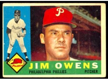 1960 TOPPS BASEBALL JIM OWENS #185 PHILADELPHIA PHILLIES VINTAGE