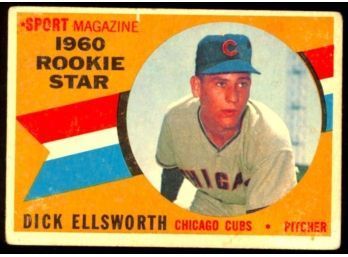 1960 TOPPS BASEBALL DICK ELLSWORTH ROOKIE STAR #125 CHICAGO CUBS RC VINTAGE