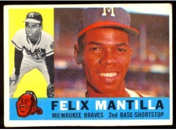 1960 TOPPS BASEBALL FELIX MANTILLA #19 MILWAUKEE BRAVES VINTAGE